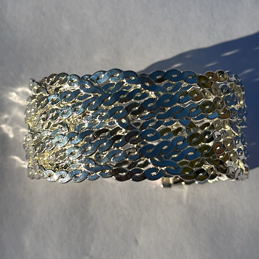 Sterling Silver Braided Cuff Bracelet 925
